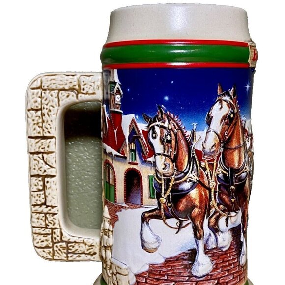 Budweiser Holiday Stein Grant’s Farm 1998 Holiday Anheuser-Busch Mint Brazil - Picture 1 of 16